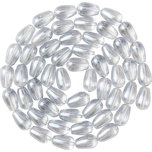 About 62pcs/strand Electroplated Glass Beads Strands Transparent Teardrop Beads for DIY Jewelry Making Earrings Supplies