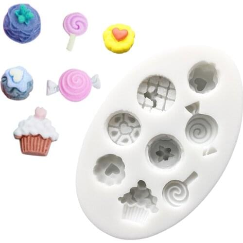 Wholesale 10 pcs Lollipop Candy Silicone Sugarcraft Cupcake Baking Mold Fondant Cake Decorating Tools