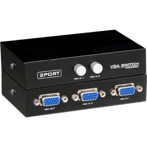 Wholesale 2 in 1 out 2 Port VGA SVGA Monitor Sharing Sharer Selector Remote Switch Box Adapter For LCD PC TV Monitor Keyboard