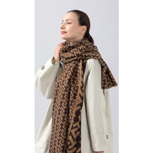 2021 autumn and winter women scarves large and small letters stitching warm scarf imitation cashmere scarf shawl all-match