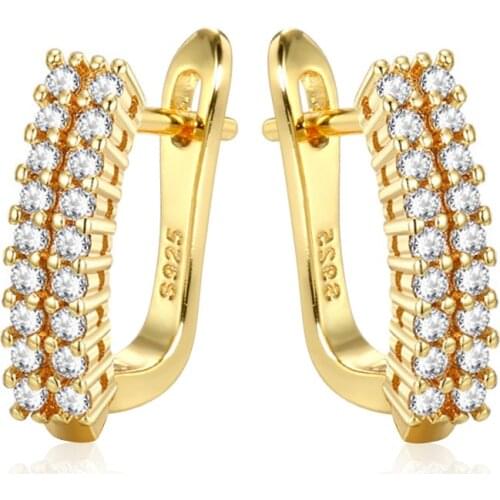 Peixin 4 colors charm uxury pavé zircon earrings U-shaped design DIY earrings jewelry making supplies accessories wholesale