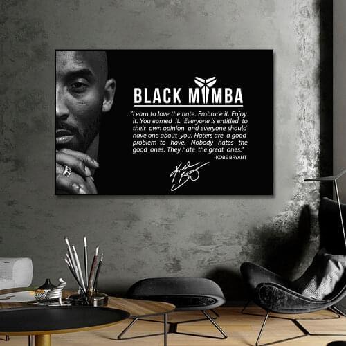 Black Mamba Mentality Posters Wall Art Canvas Prints Paintings Basketball Super Stars Annivesary Gift for Fans Livingroom Decor