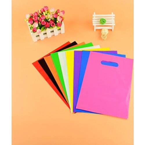 50Pcs Blank Plastic Bag With Handle Large Gift Packaging Bag for Garment Party Present Favor Bags Small Shopping Bag Pouches