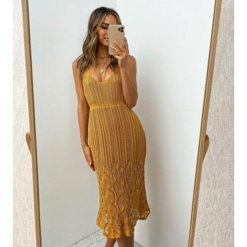 Vadim Sale Ukraine Festa None Dress Free Shipping Knitted Stretch Sexy Suspenders 2021 Women Sleeveless Straight Cotton Solid