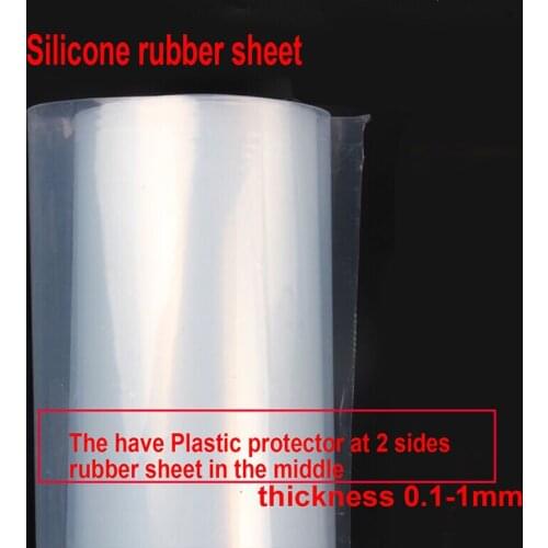 Silicone rubber Sheet film 0.1 0.2 0.3 0.4 0.5 0.6 0.8 1.0mm thickness 500*500mm width thin board semi transparent Rubber