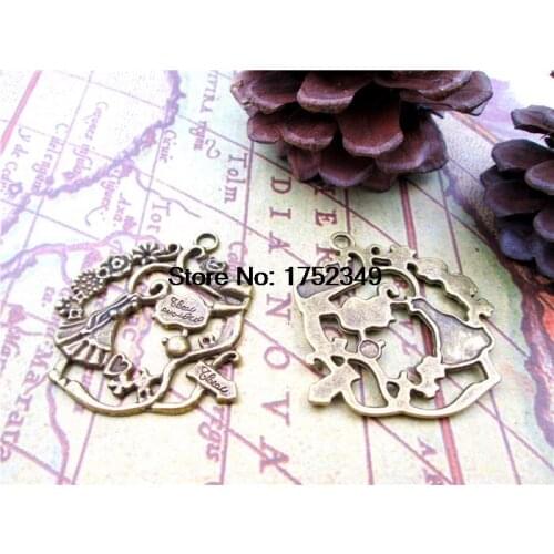 25pcs--Antique bronze Lovely Alice in Wonderland Wreath Charm Pendant 42x43mm