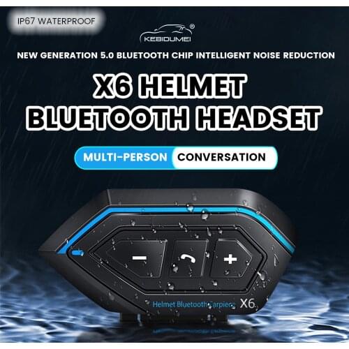 The Most Stylish X6 Bluetooth 5.0 Motorcycle Bluetooth Intercom Helmet headset Wireless Waterproof Interphone Headsets 1500mAh