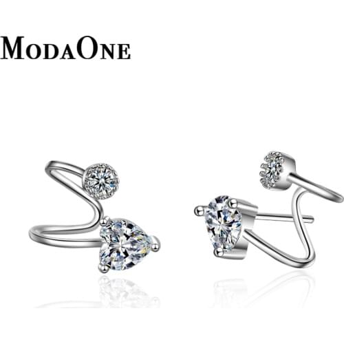ModaOne Zircon 925 Sterling Silver Stud Earrings For Women Girls Jewelry pendientes kolczyki oorbellen aretes de mujer brincos