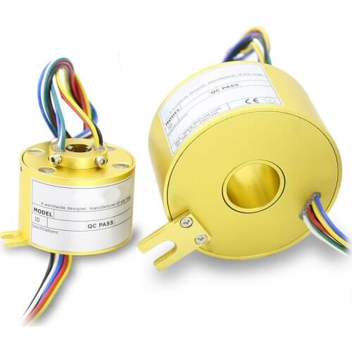 Rotary Conductive Industrial Slip Ring 2 4 6 12 Wires Full-gold Plating with Hole Electric Brush Connector