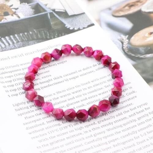 High Quality Charms Beaded Bracelet Natural Tiger Eyes Stone Beads 8mm Elastic Rope Bracelets Bangles Gifts Jewelry 7.5" B217