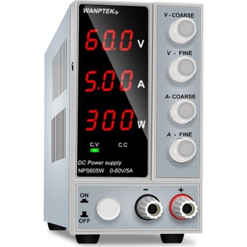 WANPTEK NPS605W Switching DC Power Supply 3 Digits Display LED High Precision Adjustable Mini Power Supply AC 115V/230V 50/60Hz