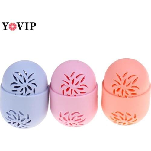 1PC Makeup Sponge Holders Puff Storage Box Silicone Breathable Cosmetic Sponge Drying Case Puff Holder