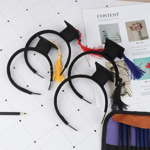 1PC Mini Doctoral Cap Hair Band Party Graduation Headdress Head Piece Graduation Decoration Party Photo Props 4 colors