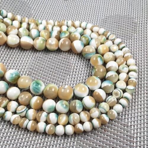 100% Natural Shell Round Beads Green Tridacnas 6 8 10 12mm DIY Bracelet Necklace Beads For Jewelry Making Strand 15'' Wholesale