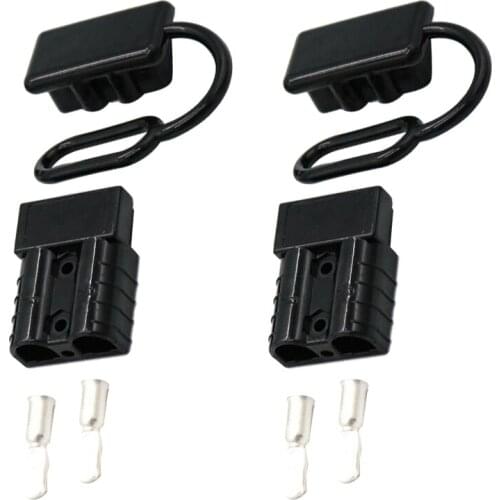 2 Sets 50A 600V Battery Quick Connector Plugs with Covers Disconnect Winch