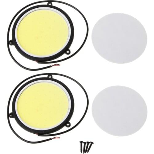 2PCS DC12V 90mm COB Car DRL Round Shape Daytime Running Light White LED Lights for LED