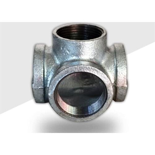 3Pcs/Lot G1/2" DN15 G3/4" DN20 Female Equal side 4 Tees BS standard thread hardware pipe fittings iron cast industrial antique