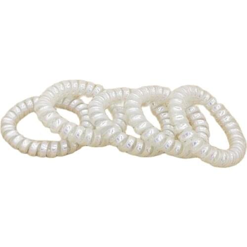 5Pcs/Lot AB White Colorful Telephone Wire Hair Band Rope Accessories For Women Headwear Size 5.5CM