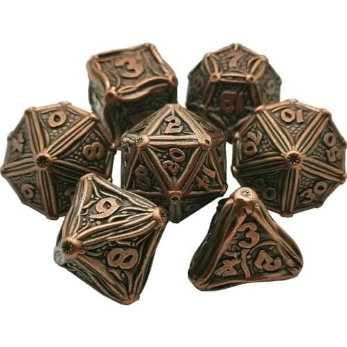 7pcs Heavy Duty Metal Dice Set Solid Polyhedral RPG Role Playing Game Dice Set d4 d6 d8 d10 d12 d20 d% N19 20 Dropshipping