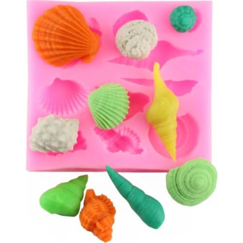 ANGRLY Beautiful Sea Shell And Conch Shape Silicone 3D Mold Cookware Dining Bar Non-Stick Cake Decorating Fondant Soap Mold