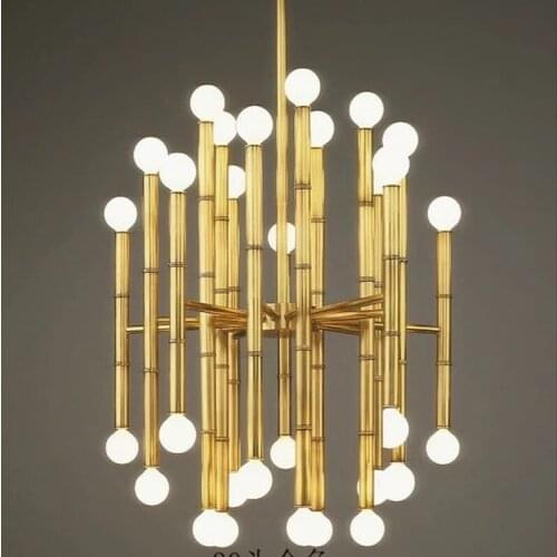 Bamboo light modern luxury chandelier lamp gold color Stainless steel bamboo aluminium chandelier lighting