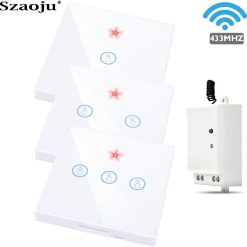 Szaoju 433Mhz Wireless Switch LED/Light RF Remote Control Touch Switch RF Relay Receiver Transmitter Module 1/2/3 Gang Switch