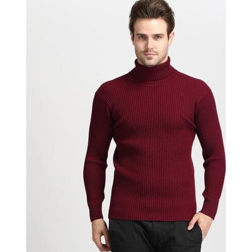 MRMT 2021 Brand Winter New Mens Pullover Sweater Solid Color Trim High-necked for Male Sweater Clothing