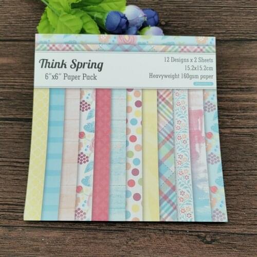 AOKEDIY 24 sheet 6"X6"the think spring patterned paper Scrapbooking paper pack handmade craft paper craft Background pad