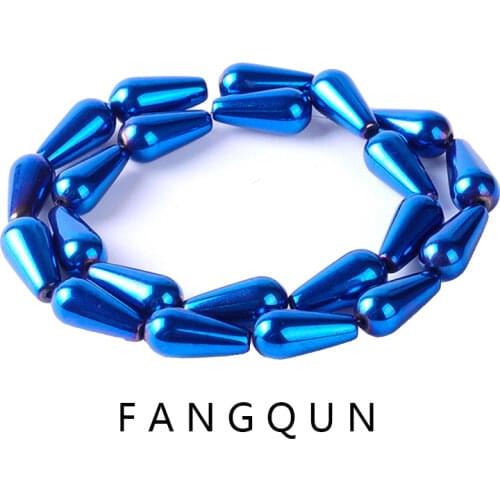 6colors Natural Stone 6*12mm Hematite Beads Round Loose Beads Bright Water drop DIY Necklace Bracelet Jewelry Making Accessories