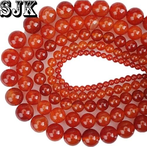 Natural Stone Carnelian Beads Red Agates Round Loose Beads 4 6 8 10 12 14MM For Bracelet Necklace Jewelry Making