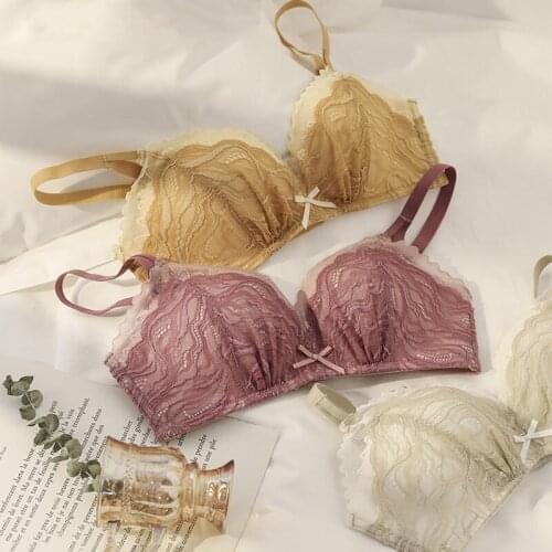 Wasteheart Purple Skin Women Fashion Sexy Lingerie Lace Push Up Bras Bralette Wireless Cotton Panties Padded Bra Set Luxury