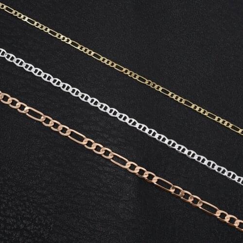 1Meter 3mm 4mm Figaro Chain Classic Curb Necklace Bracelet Anklet Link Chains for Jewelry Making Supplies