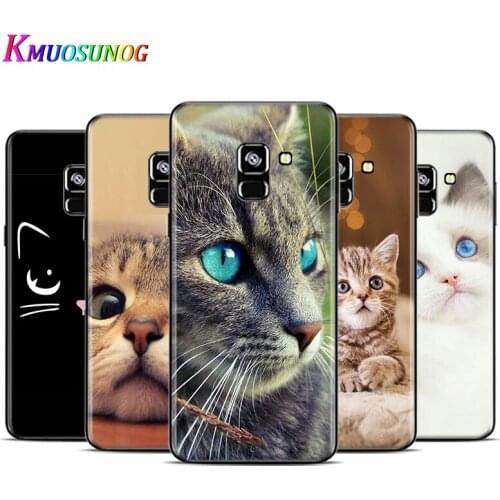 Cute Cat Kitten For Samsung Galaxy A9 A9S A8 A8S A7 A750 A6 A6S A5 A3 Plus Star 2016 2017 2018 Black Phone Case