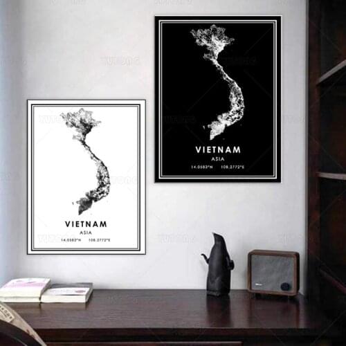 Black and White Canvas Painting World City Landscape VIETNAM Poster Prints Nordic Style Wall Art Picture Home Decor framed