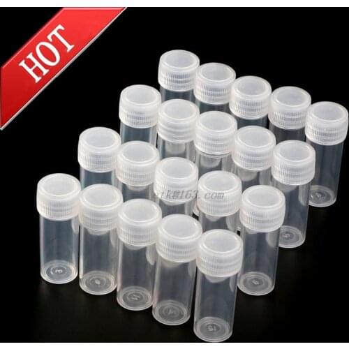 20Pcs 5ml Plastic Test Tubes Vials Sample Container Powder Craft Screw Cap Bottles for Office School Chemistry Supplies