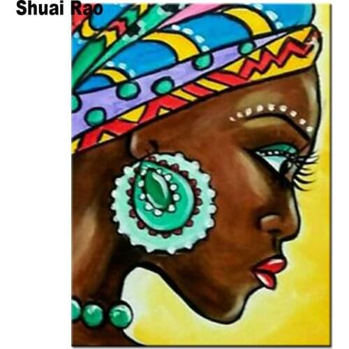 Africa woman diamond painting full square round 5 d diy diamond embroidery kits mosaic diamond Cross stitch,fantasy art