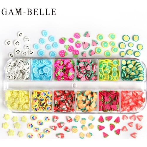 GAM-BELLE Nail Art 3D Fruit DIY Design Nail Glitter Sequin Slices Sticker Acrylic Beauty Polymer Clay Flakes Nail Art Decoration