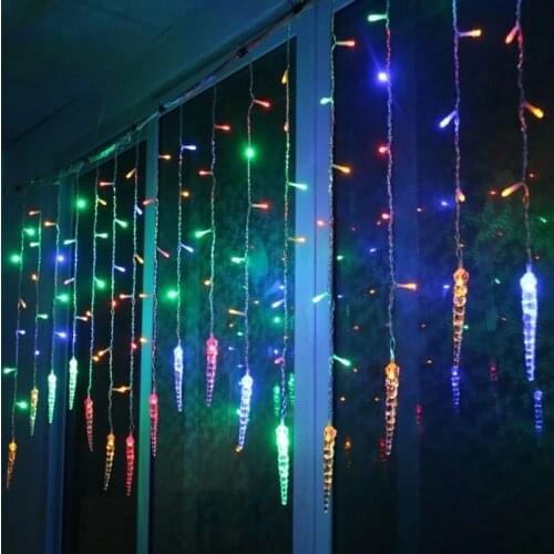 Garland New Year Christmas Lights Festoon 3.5M String Garland Curtain Droop 0.4/0.5/0.6m Ice Cone Led Lights Decoration for Wall