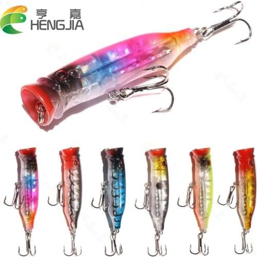 HENGJIA 6Pcs 7.2cm 9.5g Popper Fishing Lures 3D Eyes Bait Crankbait Wobblers Isca Poper Pesca Japan fishing tackle