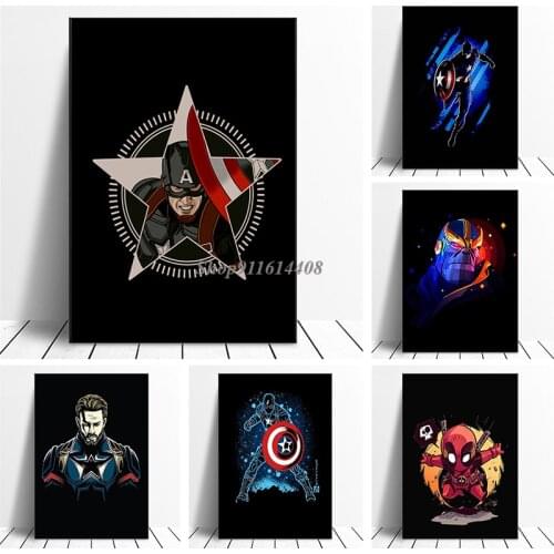 Canvas Painting Anime Classic Marvel Avengers Captain America Spiderman Poster Print Wall Art Picture for Living Room Home Decor