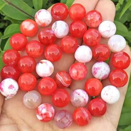 Natural Stone Red Cracked Fire Agates Onyx Round Loose Spacer Beads For Jewelry Making 6/8/10MM Diy Necklace Bracelet 15"Inches