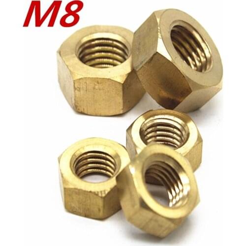 50pcs/Lot M8 Brass Hexagon Nuts Screw Nuts Hex Brass Nuts Free Shipping