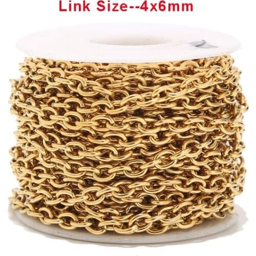 Hot Selling 4mm Stainless Steel Gold tone Rolo Link Chain for bracelet necklace making