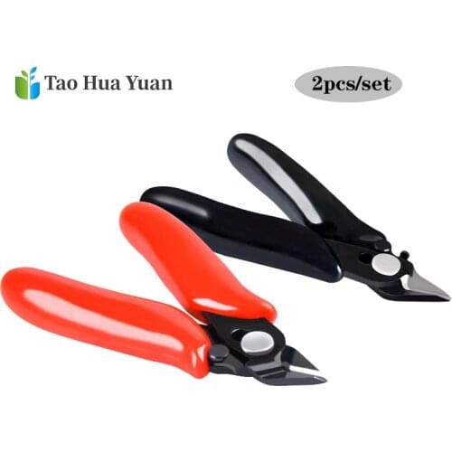 2pcs 3.5 inch Mini Wire Cutter Small Soft Cutting Diagonal Electronic Pliers Wires Insulating Rubber Handle Model Hand Tools Set