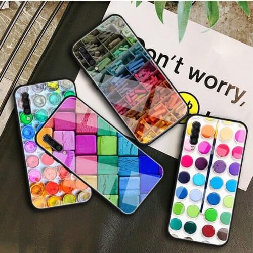Watercolors Set Paint Palette Tempered Glass Case For Samsung Galaxy A 10S 10E 20S 20E 30S 40 50S 60 70 80 90 6 7 8 Shell