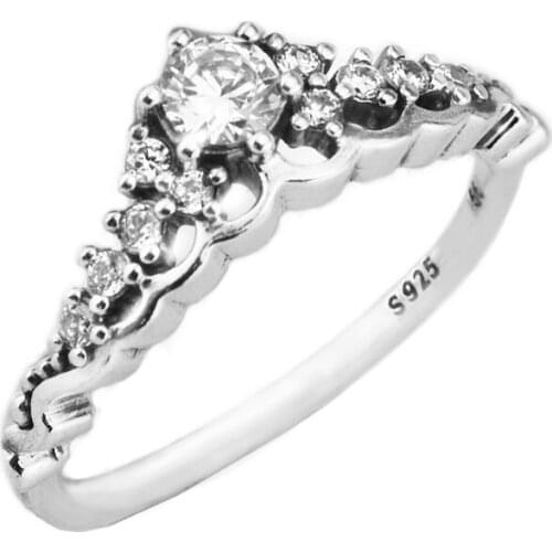 Wholesale Fairytale Tiara Rings for Women 925 Sterling Silver Jewelry with Clear CZ Wedding Party Gift Bague Femme