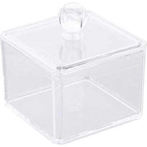 Plastic Cotton Swab Dispenser Cotton Ball Holder, Square Jar Set Storage for Cotton Swabs, Cosmetics, Jewelry, Snack