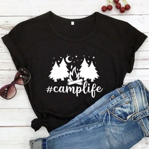 Camp life T-shirt funny Camping shirt Adventure forest tees women casual 100%cotton grunge vintage Tumblr tee goth tops