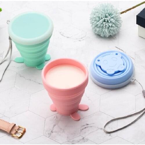 Silicone Products New Outdoor Portable Telescopic Cup Small Cartoon Silicone Folding Cup Travel Gargle Cup