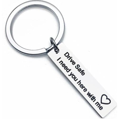 Oeinin Simple Keychain Man Drive Safe Handsome I Love You Key Holder Bags Unisex Silver Color Alloy Key Chain Pendant Porte Clef